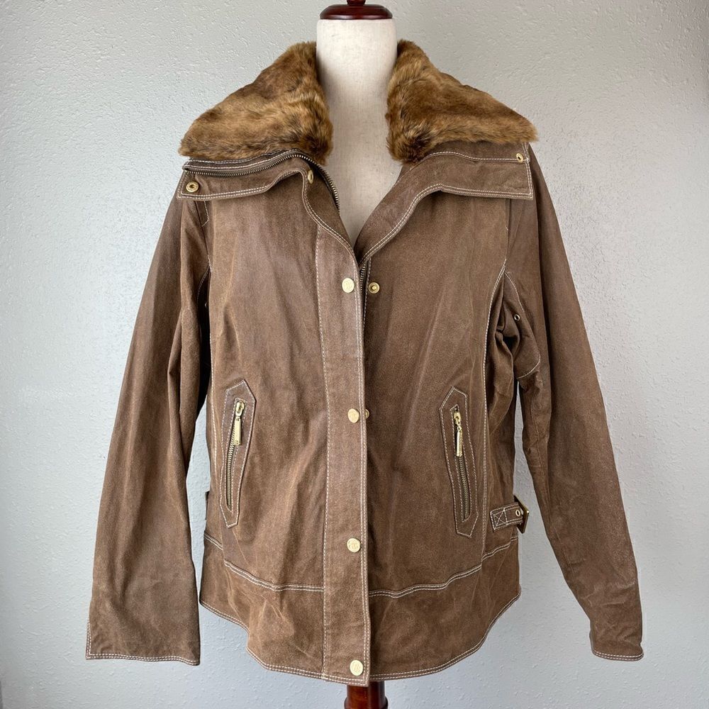 NWT Bradley Bayou Lined Leather Jacket Size L